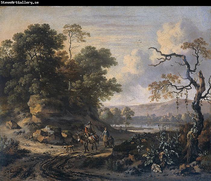 Jan Wijnants Landscape with donkey rider.